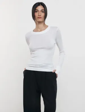 Cashmere Easy Cuffed Crew - White