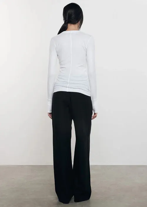 Cashmere Easy Cuffed Crew - White