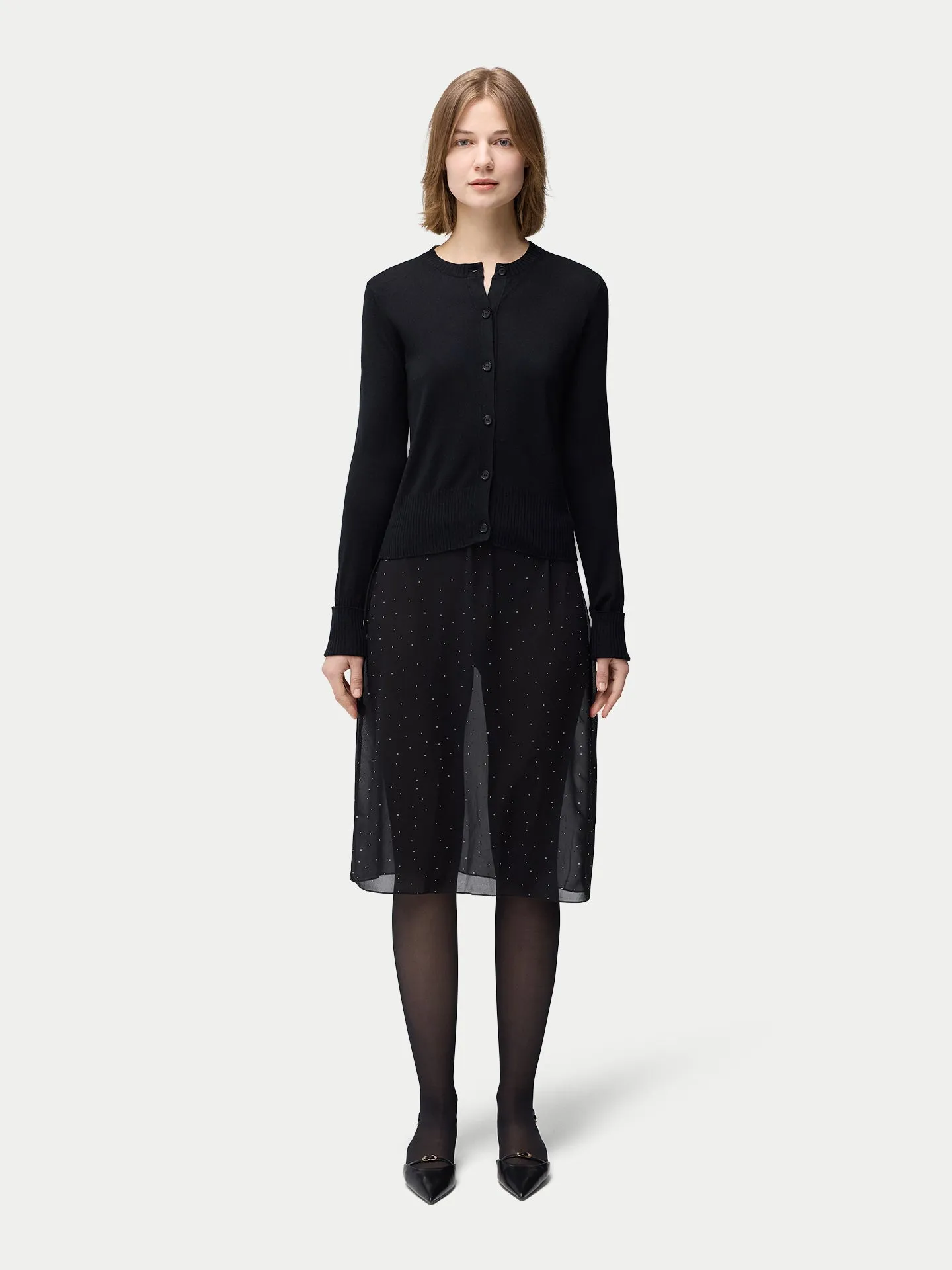 Cashmere Silk Buttoned Cardigan