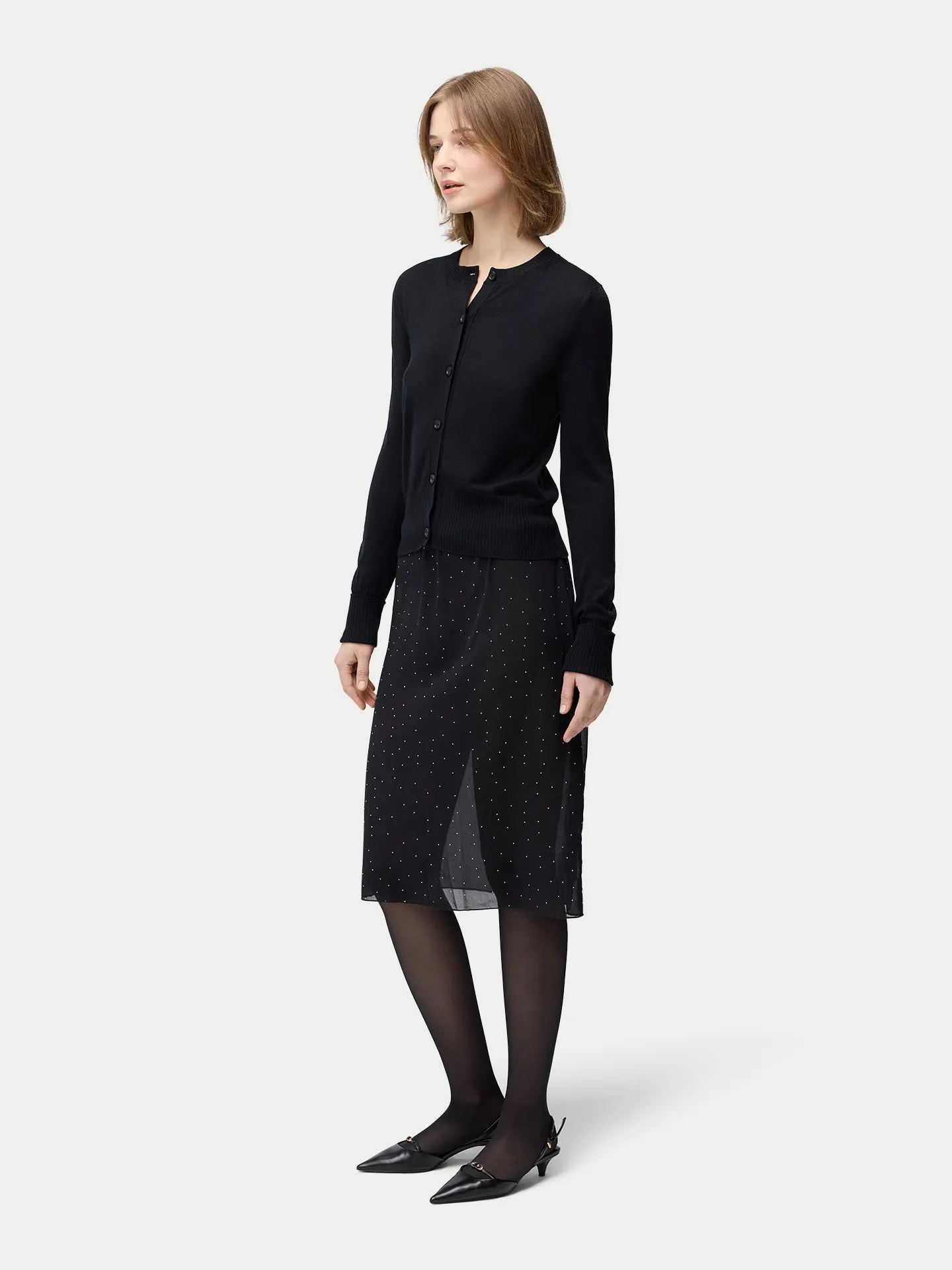 Cashmere Silk Buttoned Cardigan