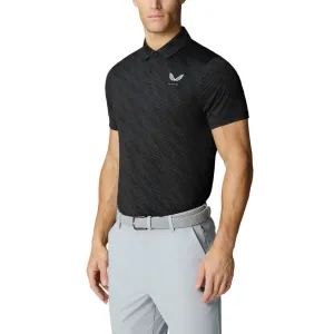 Castore Club Golf Ball Printed Polo Golf Shirt - Black/Mid Grey