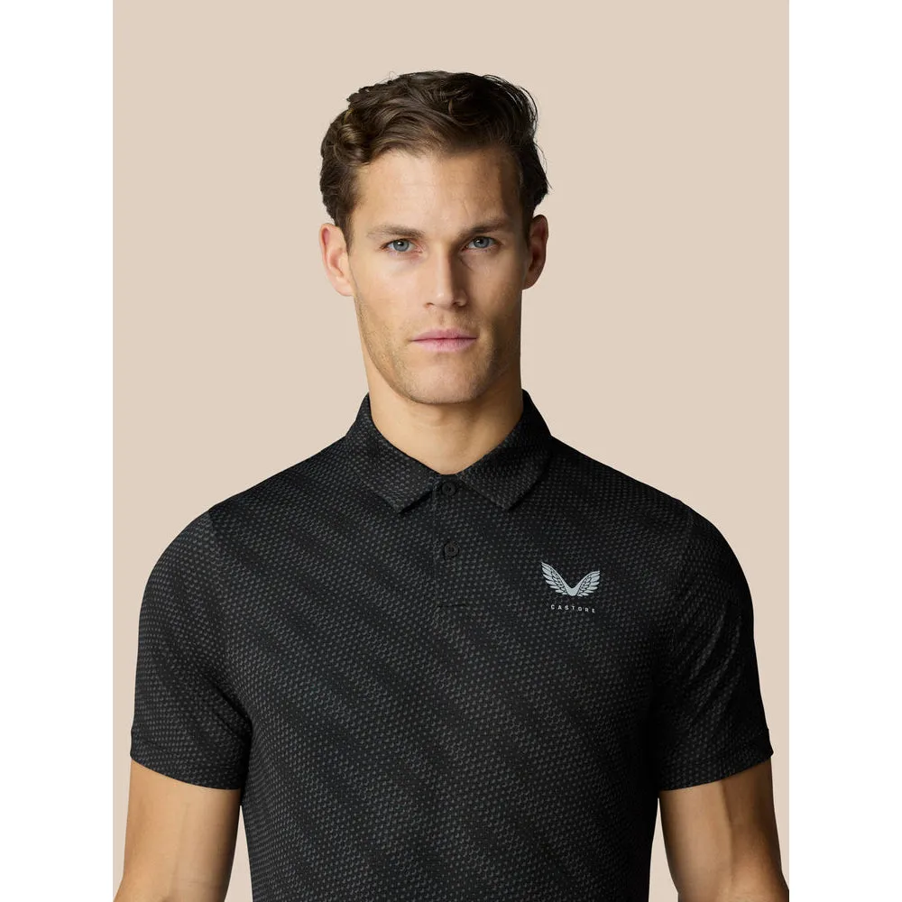 Castore Club Golf Ball Printed Polo Golf Shirt - Black/Mid Grey