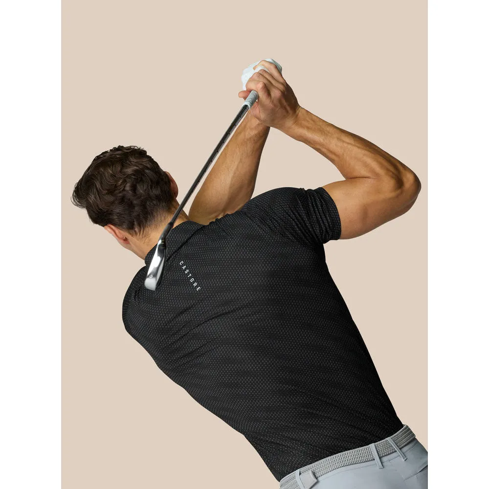 Castore Club Golf Ball Printed Polo Golf Shirt - Black/Mid Grey
