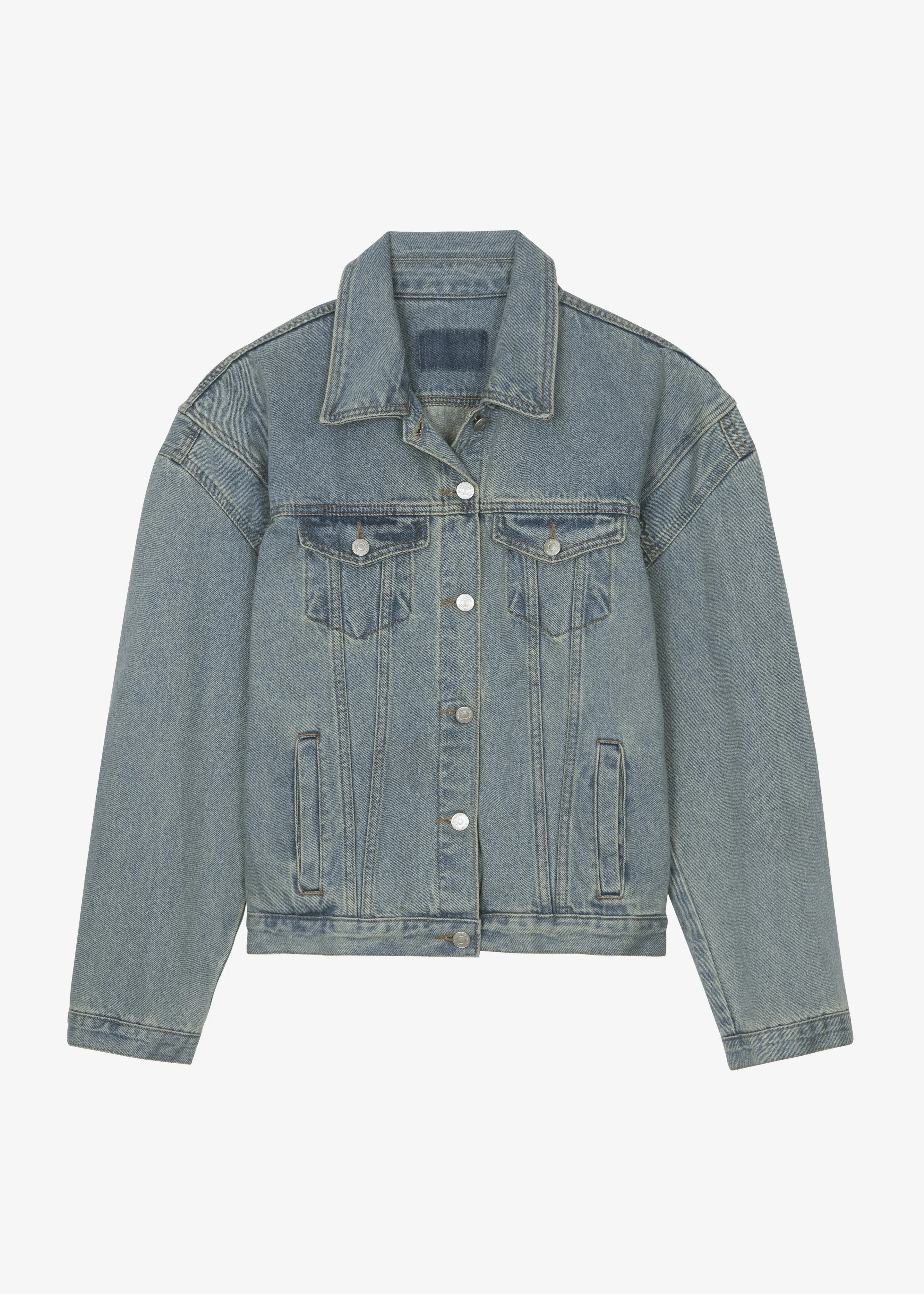 Ceylon Sharp Shoulder Denim Jacket - Light Wash