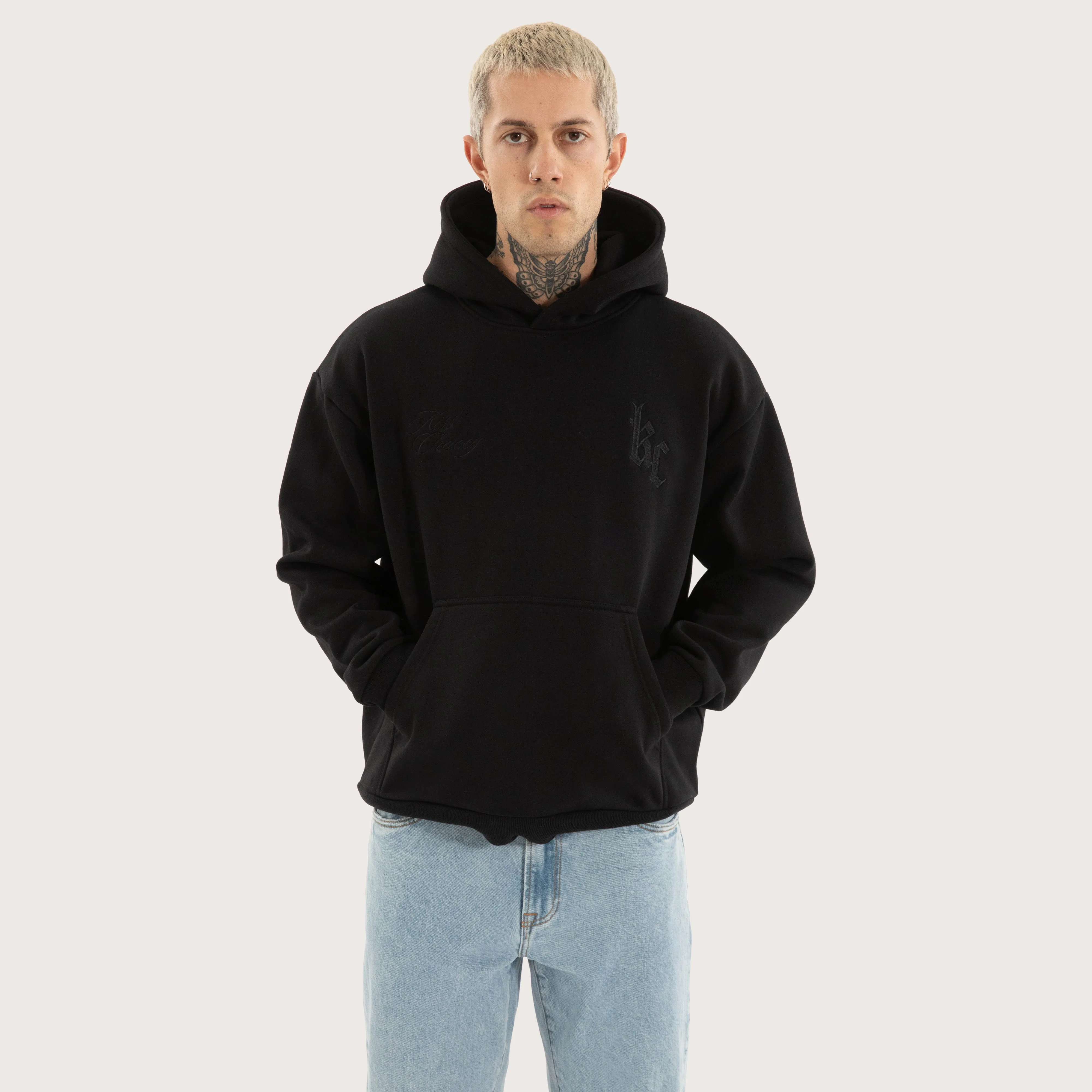 Chained Relaxed Hoodie Jet Black