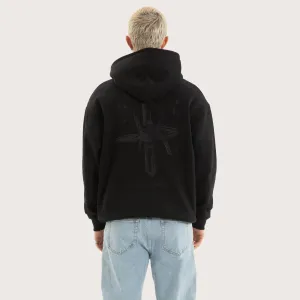 Chained Relaxed Hoodie Jet Black