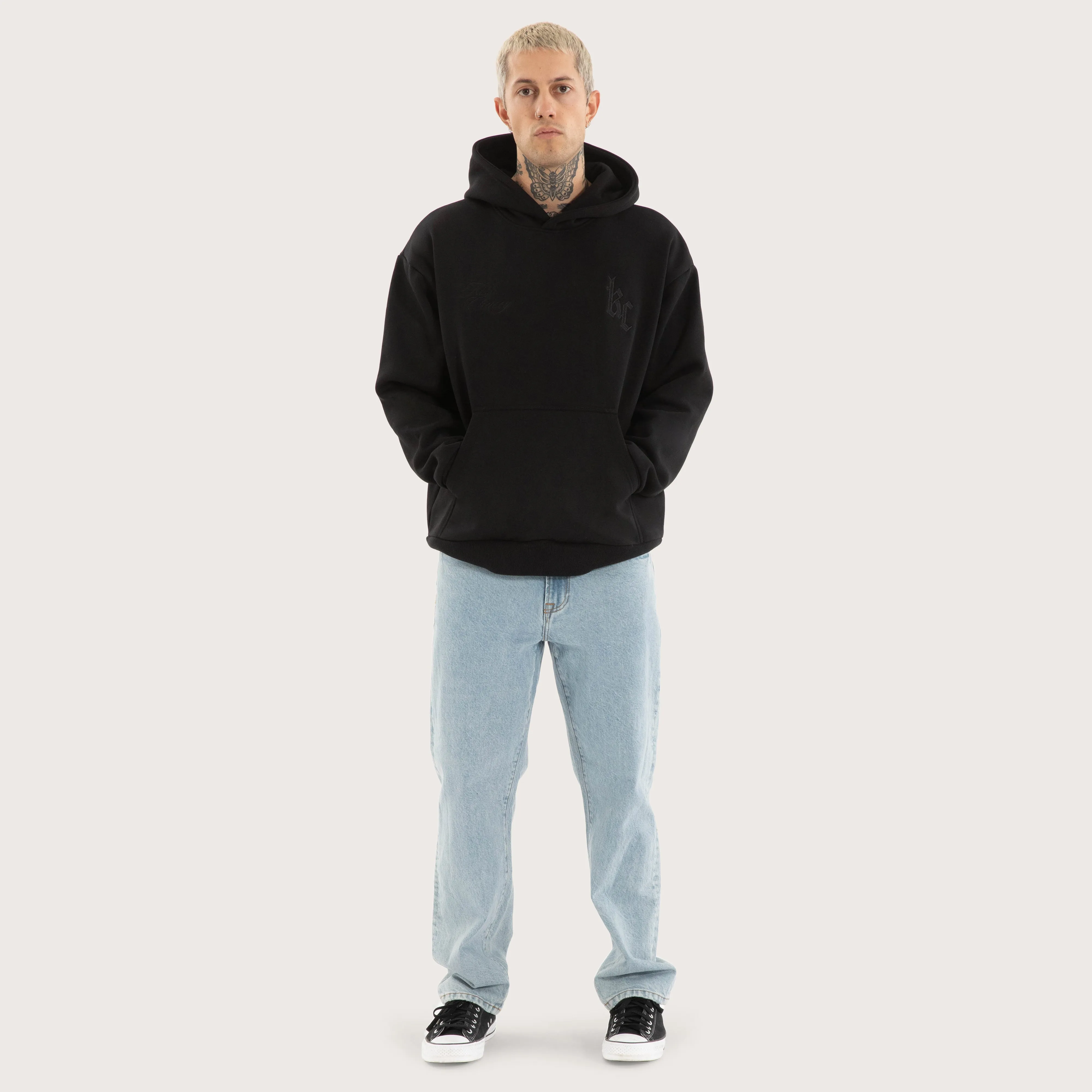 Chained Relaxed Hoodie Jet Black