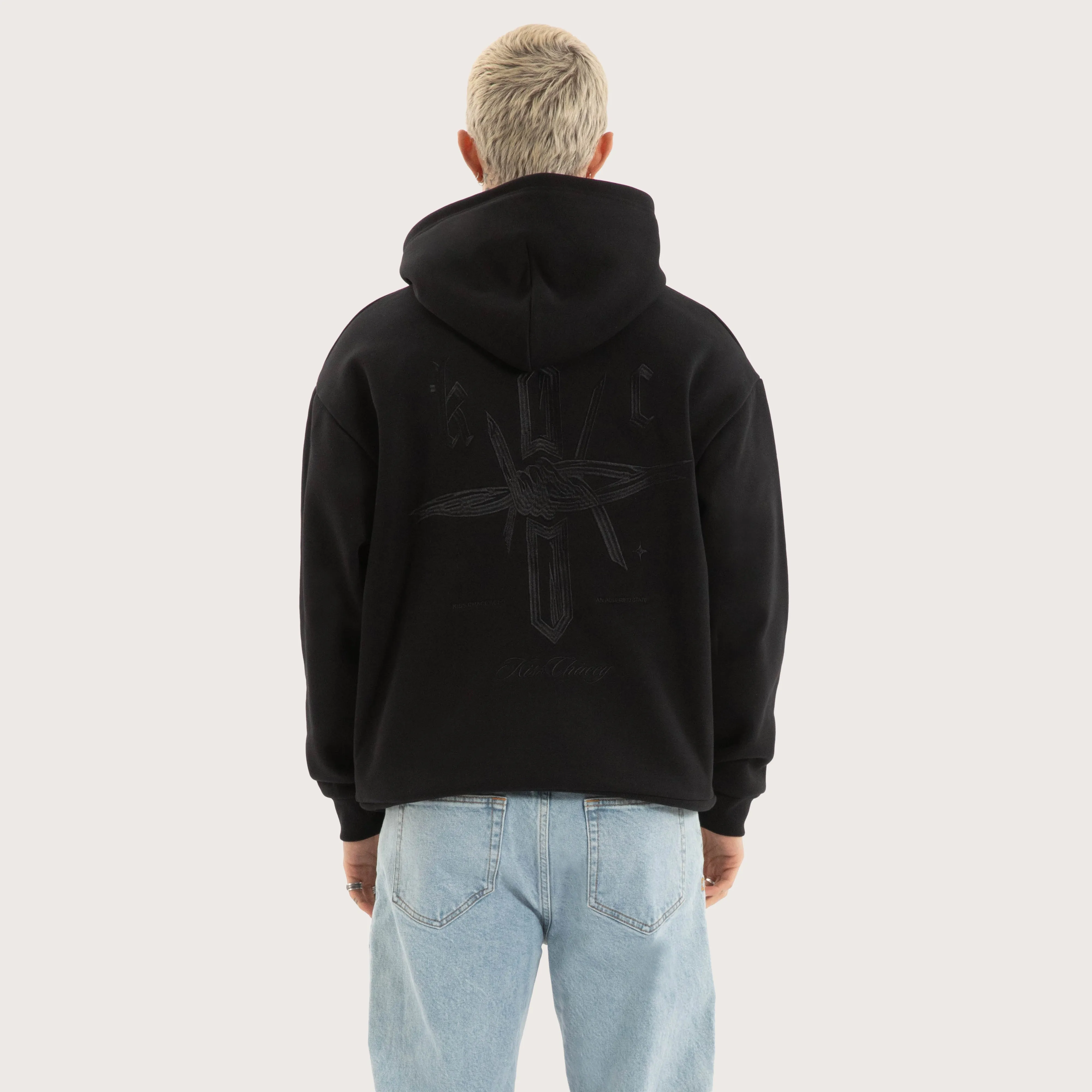 Chained Relaxed Hoodie Jet Black