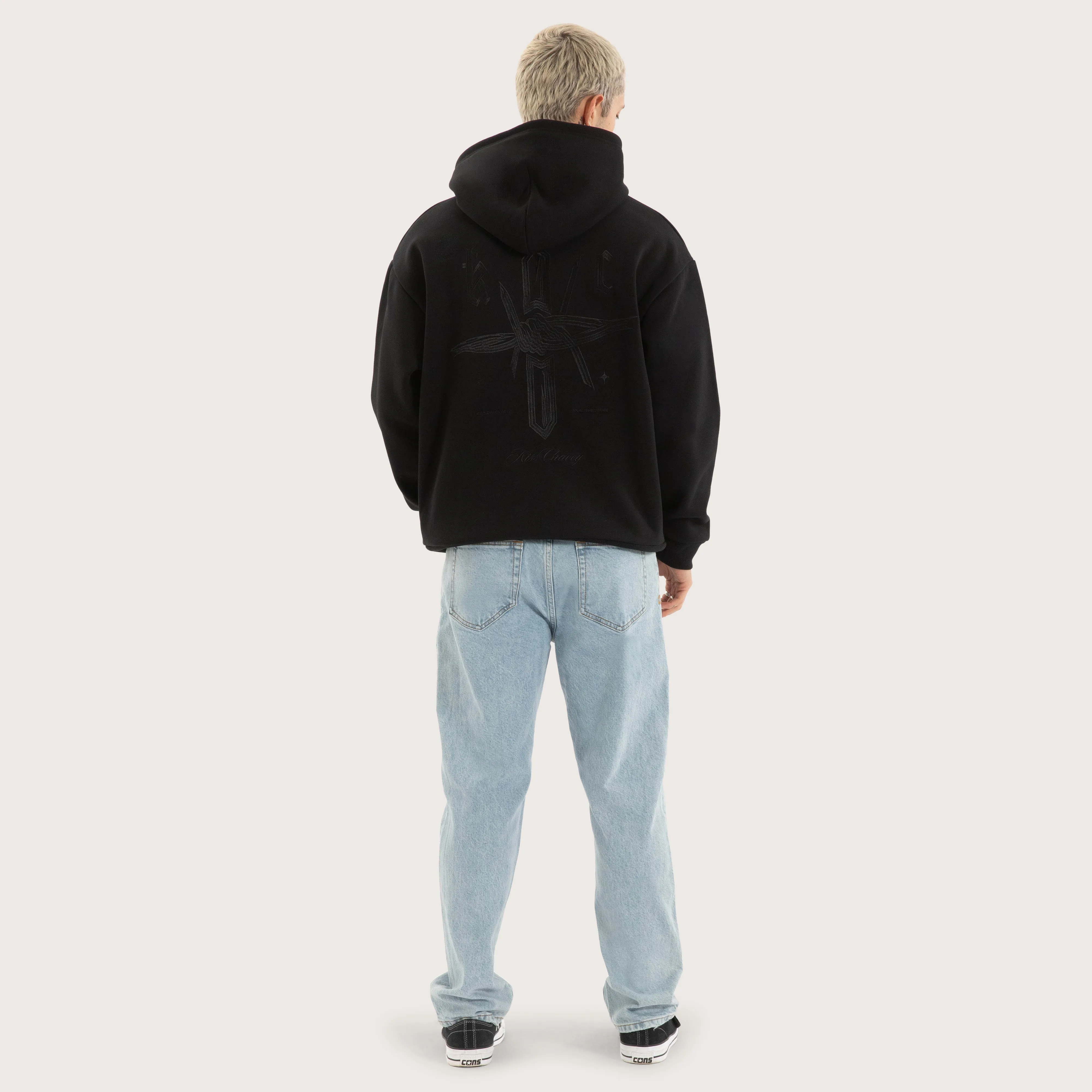 Chained Relaxed Hoodie Jet Black