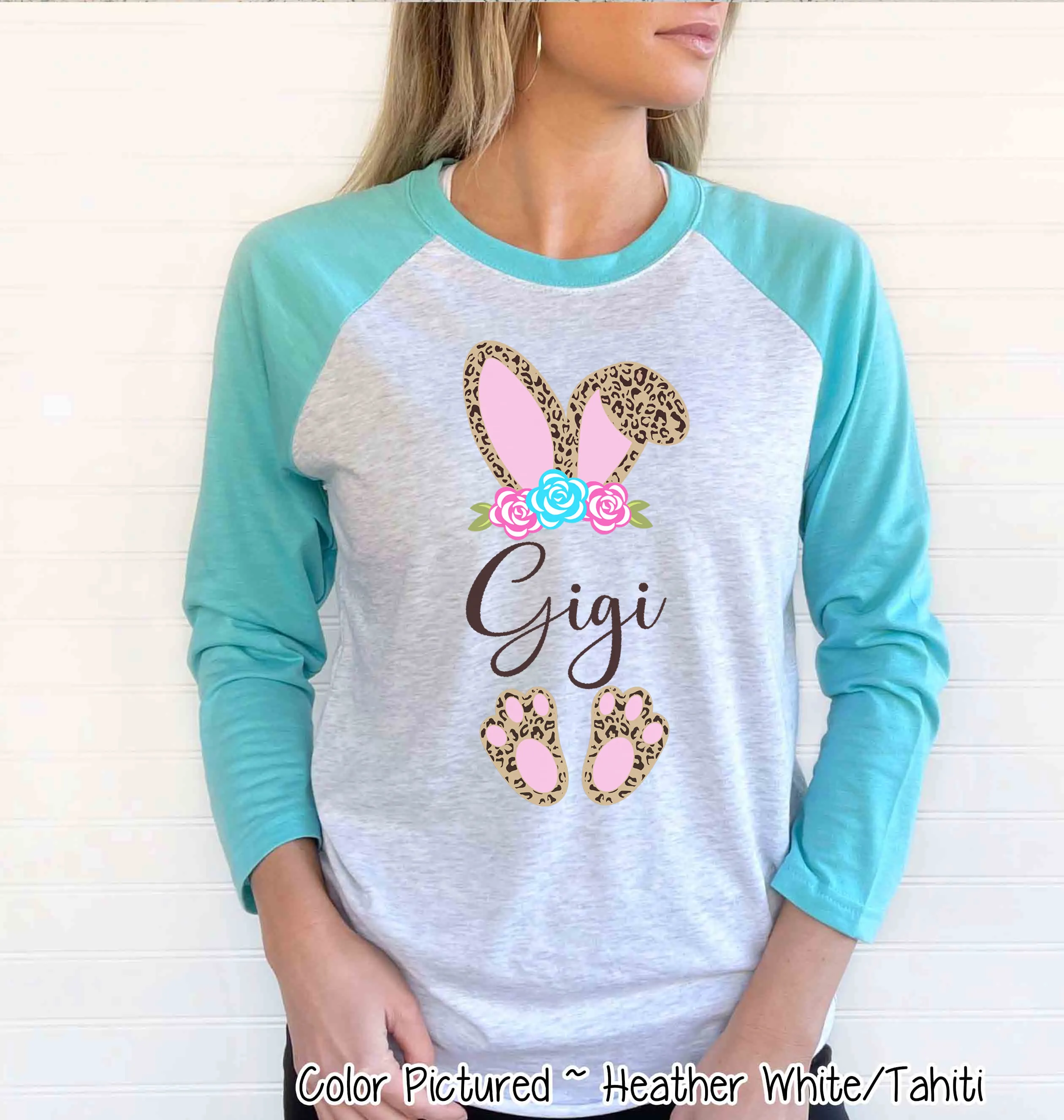 Cheetah Leopard Print Bunny Ears with Gigi Easter Tee
