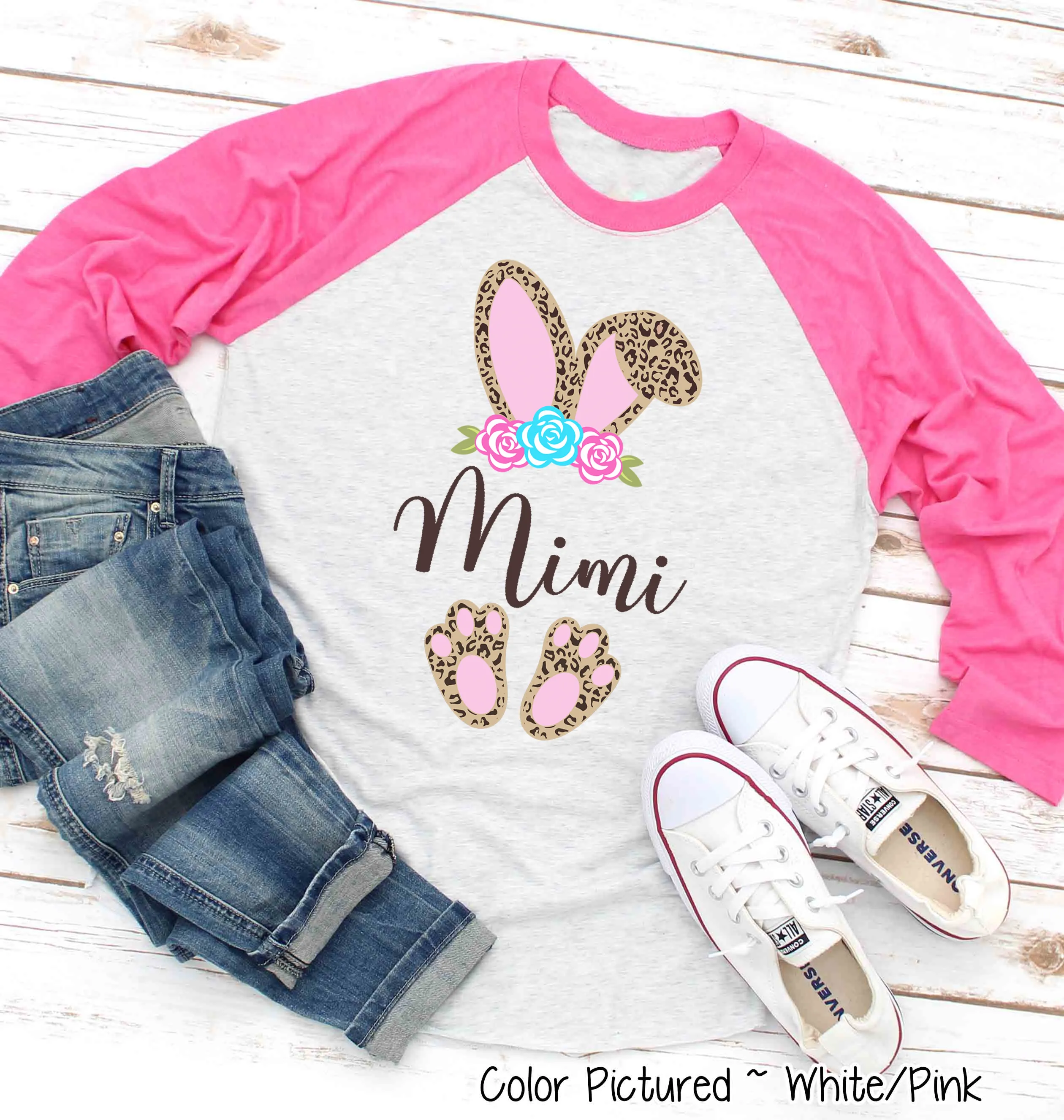 Cheetah Leopard Print Bunny Ears with Mimi Easter Tee