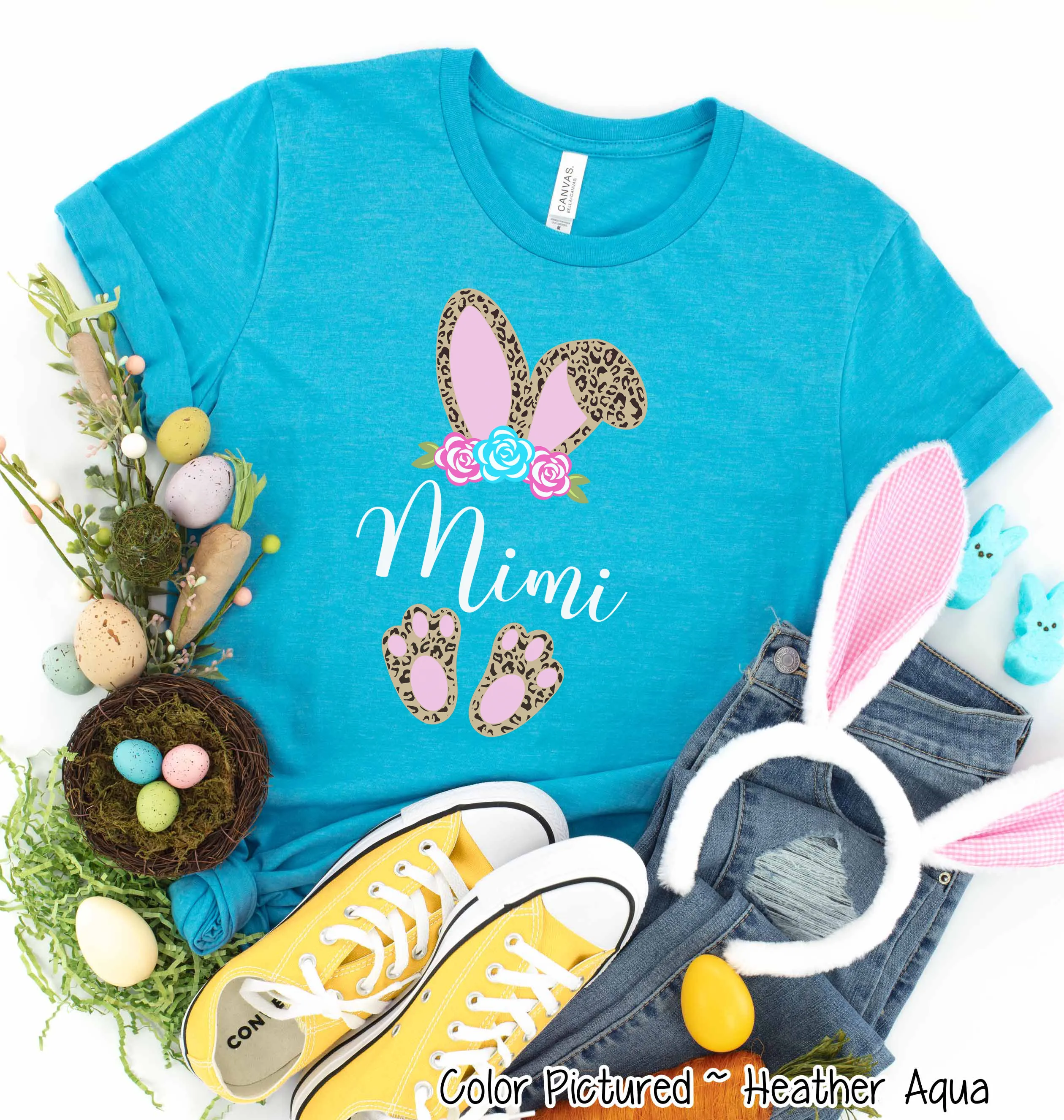 Cheetah Leopard Print Bunny Ears with Mimi Easter Tee