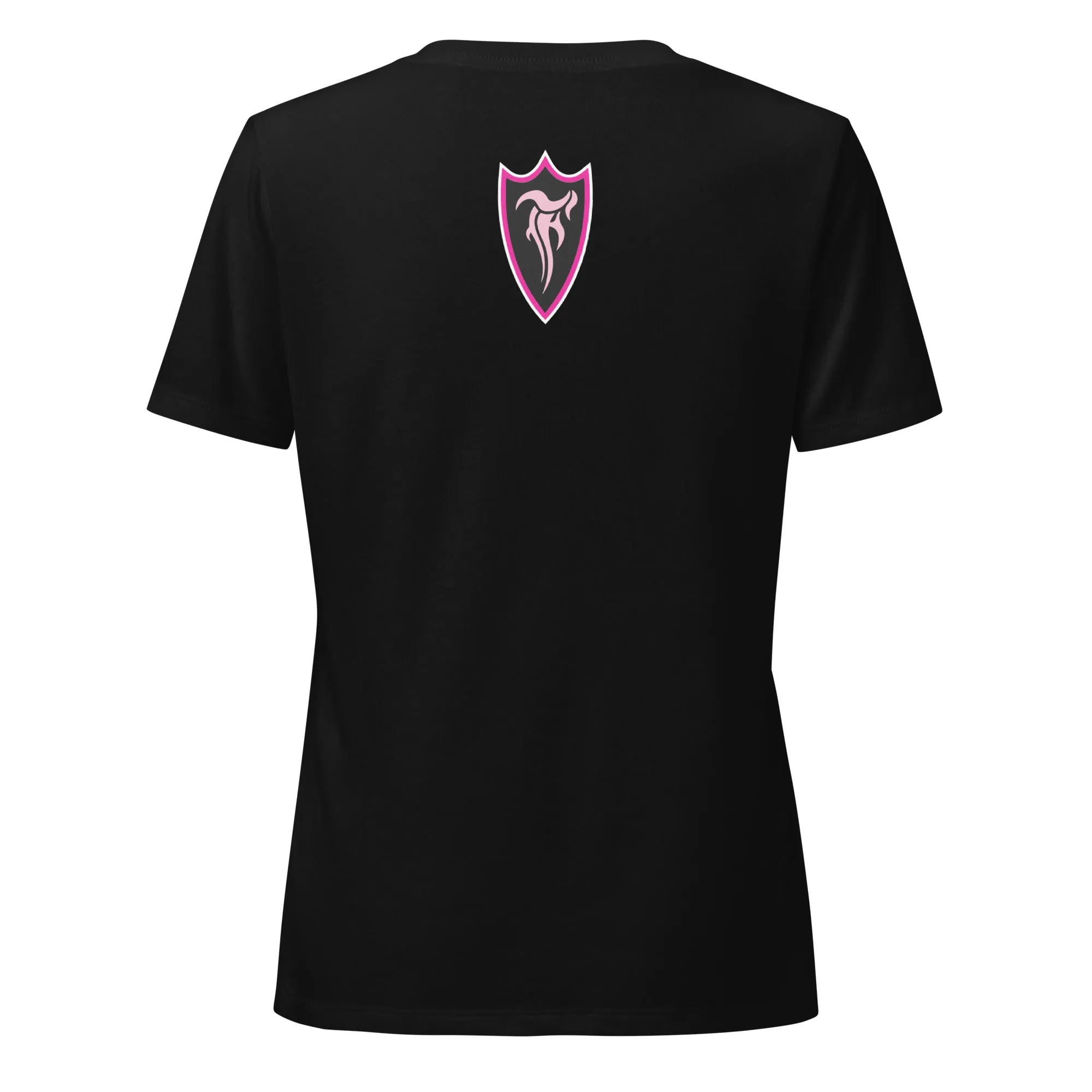 CHEVRON V-NECK TEE- PINK