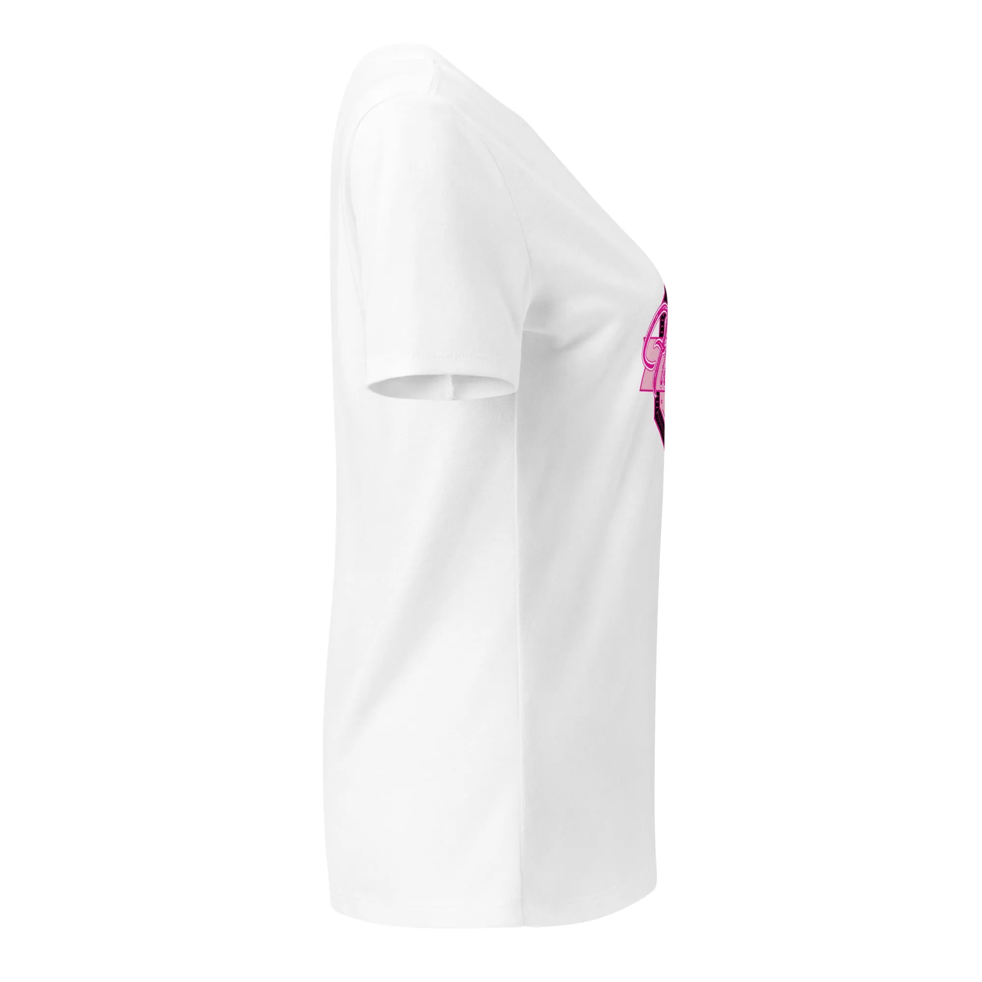 CHEVRON V-NECK TEE- PINK