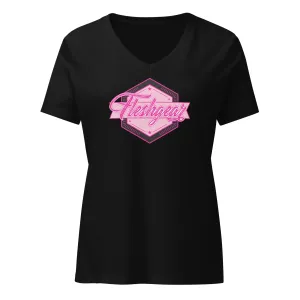 CHEVRON V-NECK TEE- PINK