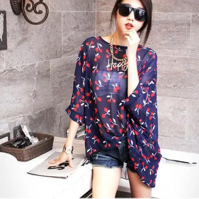 Chiffon Tops Novelty Ladies Floral Print Casual Loose Blouses Shirts Plus Size 4XL 5XL 6XL Women's Tops Blouses