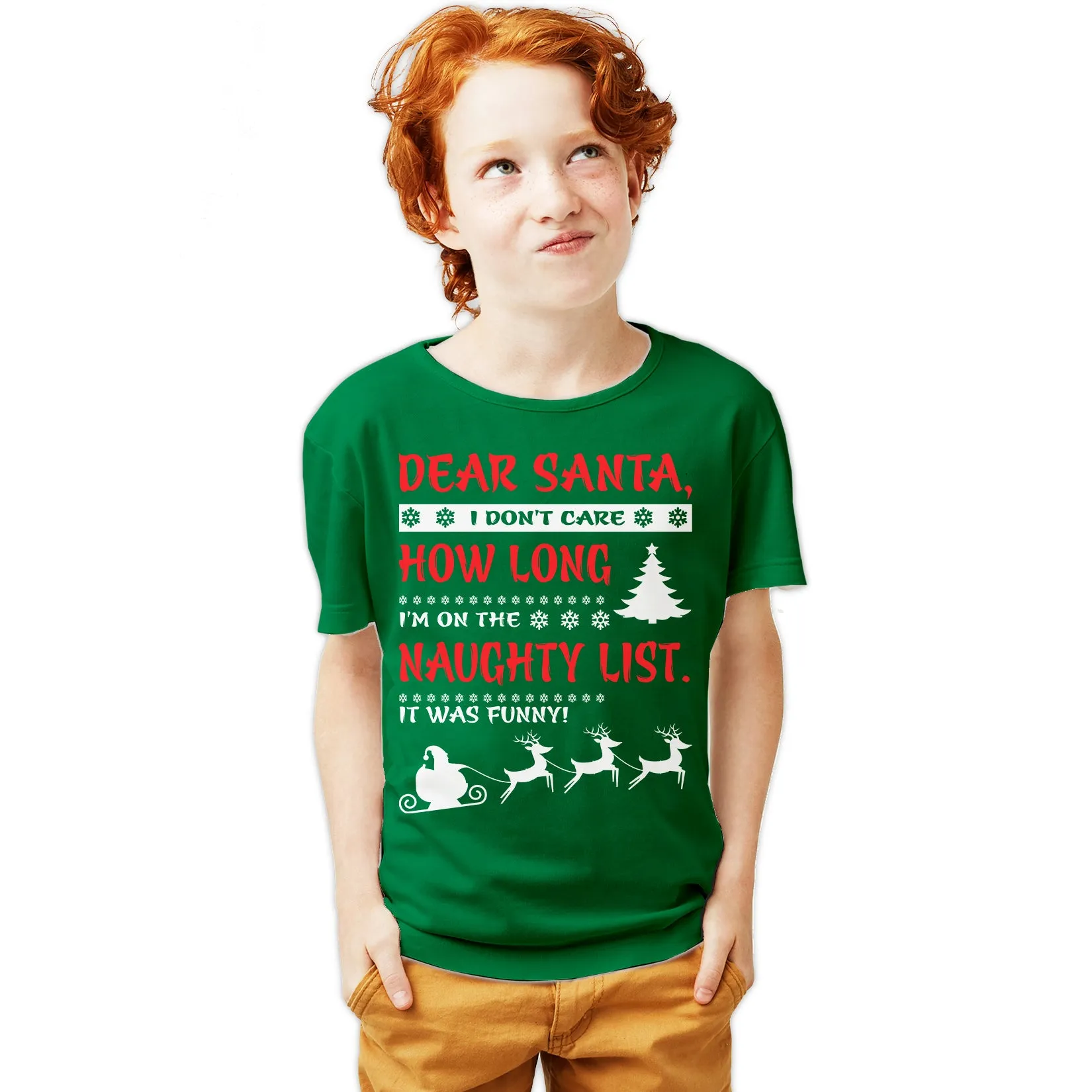 Christmas Santa Naughty List Cute Funny Gag Xmas Day Joke Youth T-Shirt
