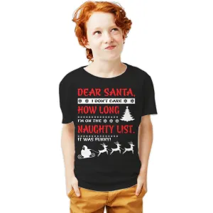 Christmas Santa Naughty List Cute Funny Gag Xmas Day Joke Youth T-Shirt