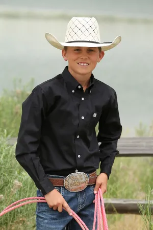 CINCH Boy's Solid Black Button-Down Western Shirt