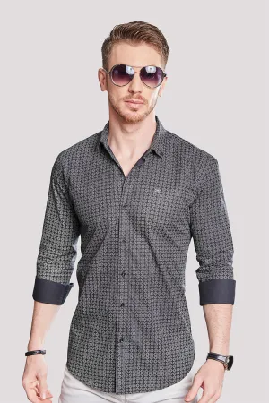 Claudio Navy Blue Print Check Shirt