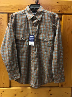 CLMWR422E-L-Teal/Rus Wrangler Shirt L/S  Retro Snap Wrinkle Resist