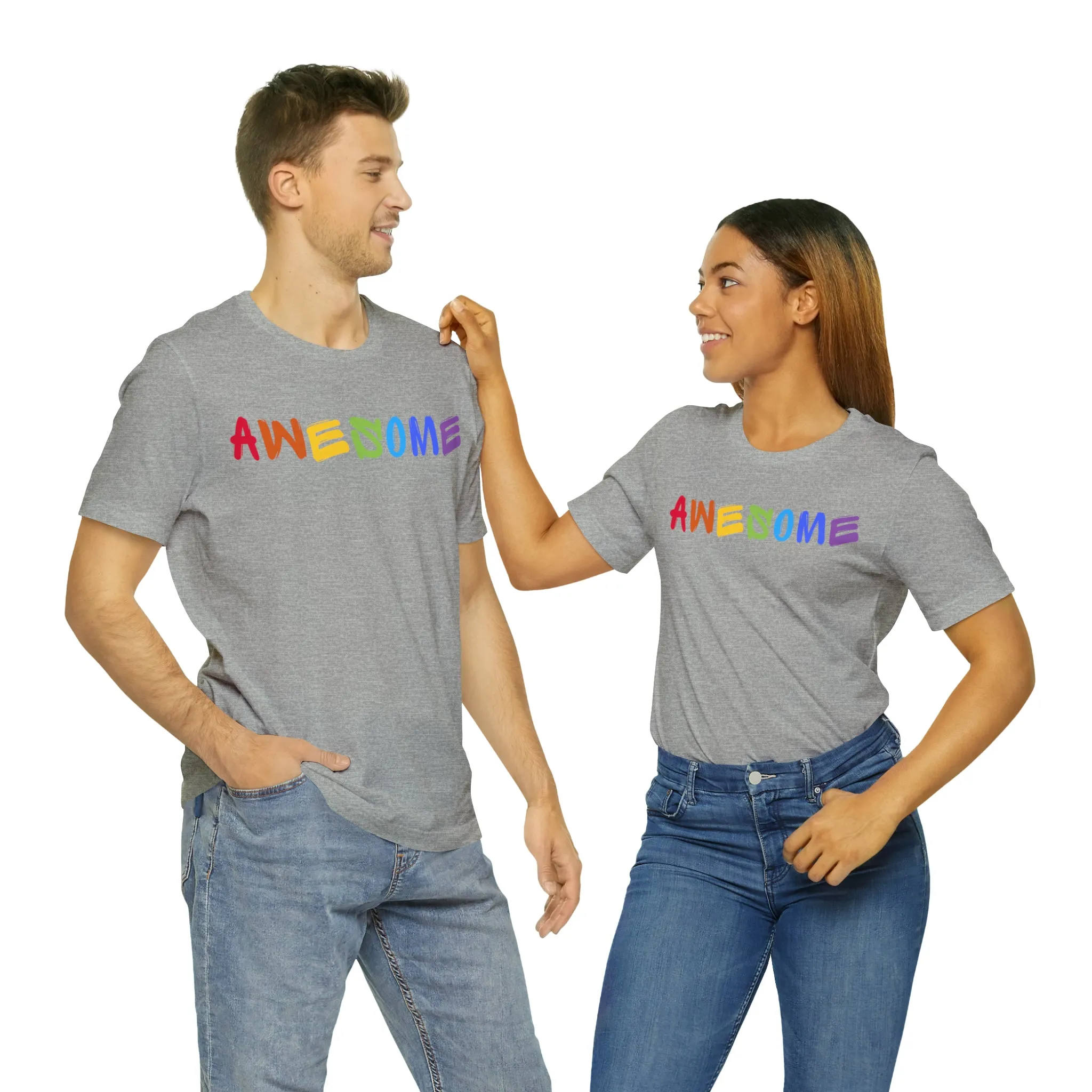 Colorful Text Awesome Short Sleeve T-Shirt