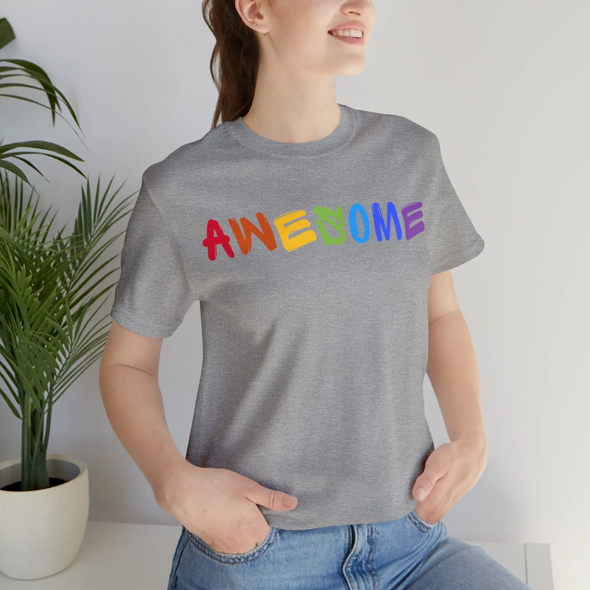 Colorful Text Awesome Short Sleeve T-Shirt