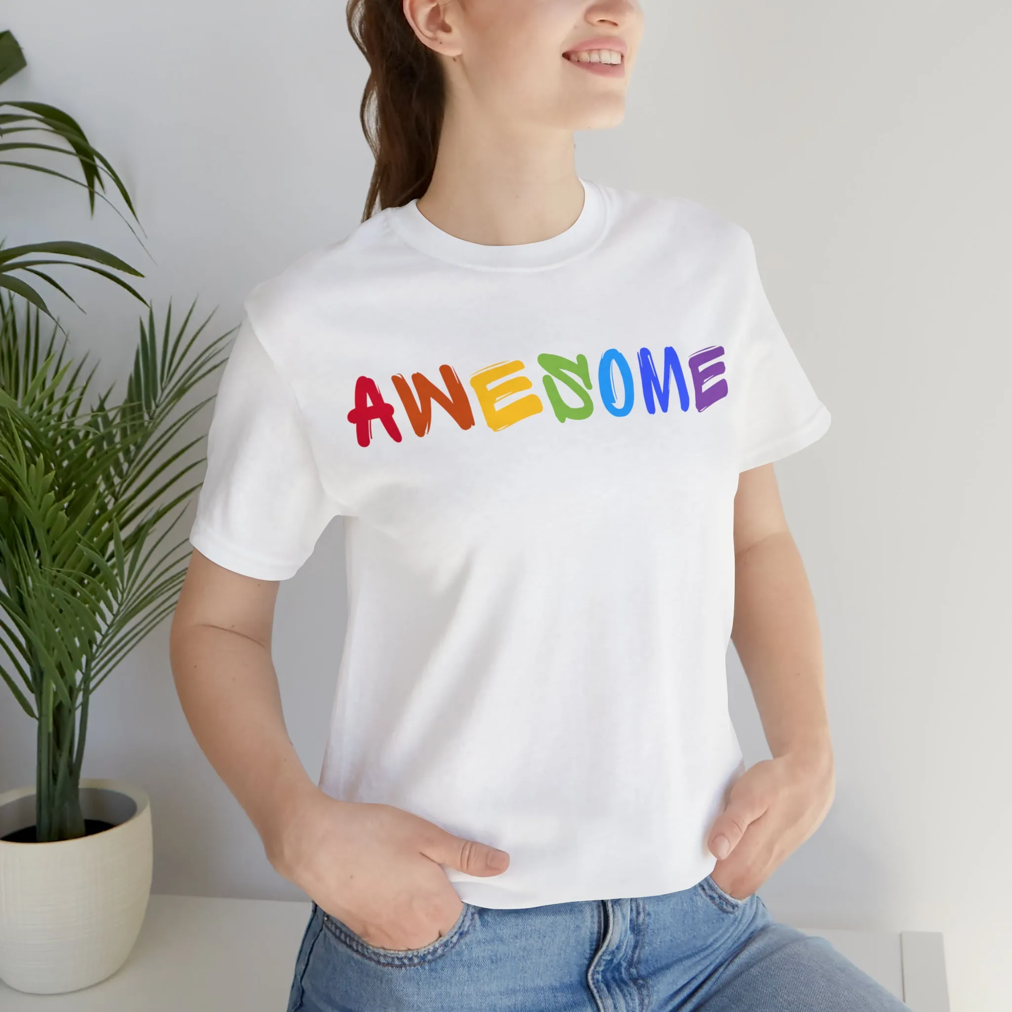 Colorful Text Awesome Short Sleeve T-Shirt
