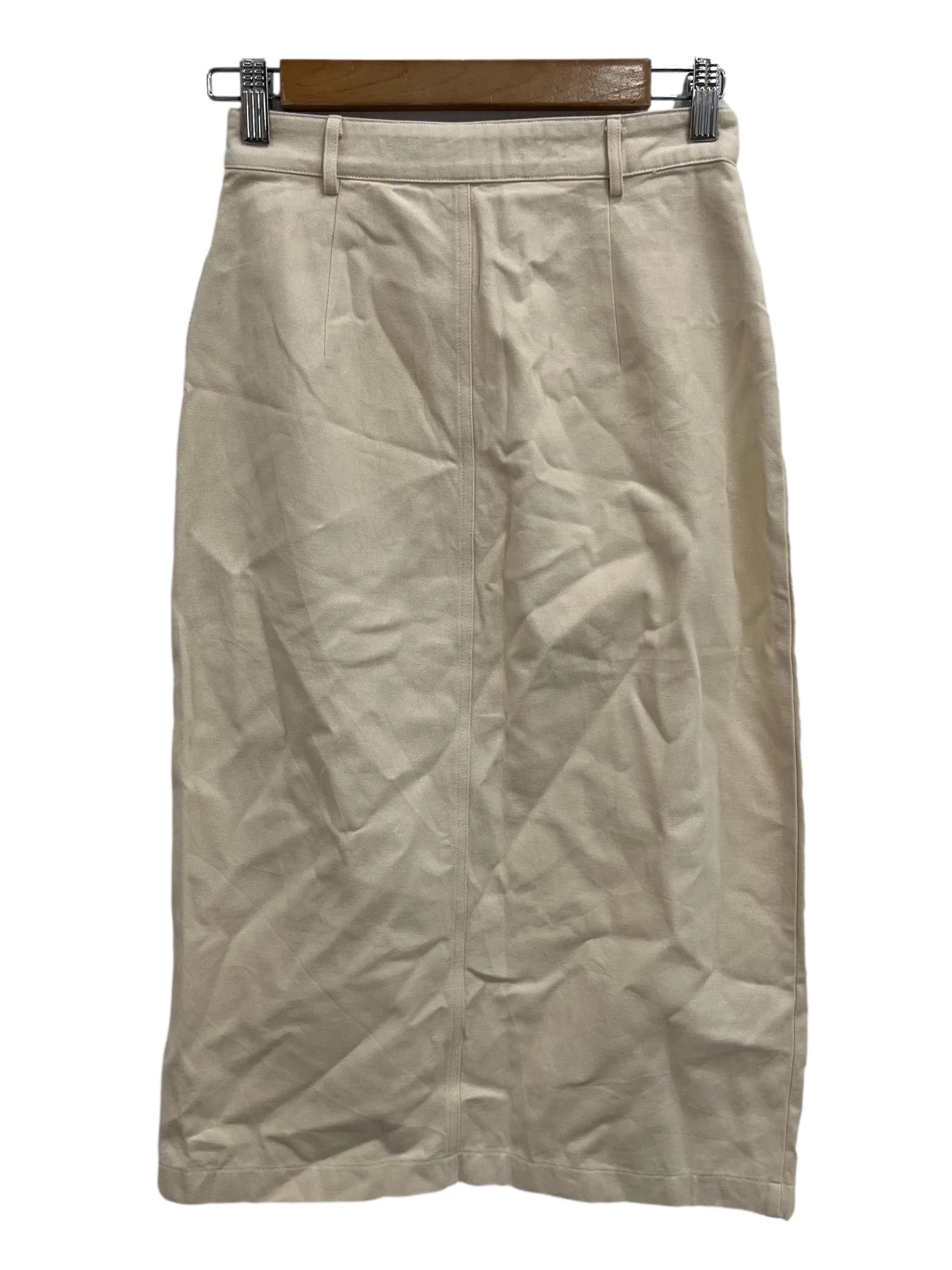 Cream Front Slit Skirt