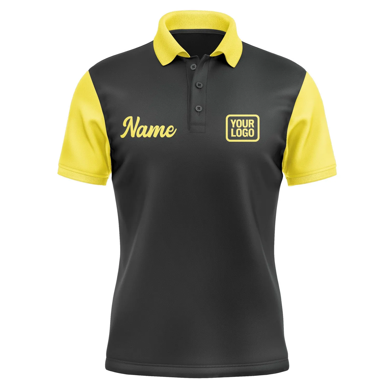 Custom Black Light Yellow Short-Sleeve Polo Shirt