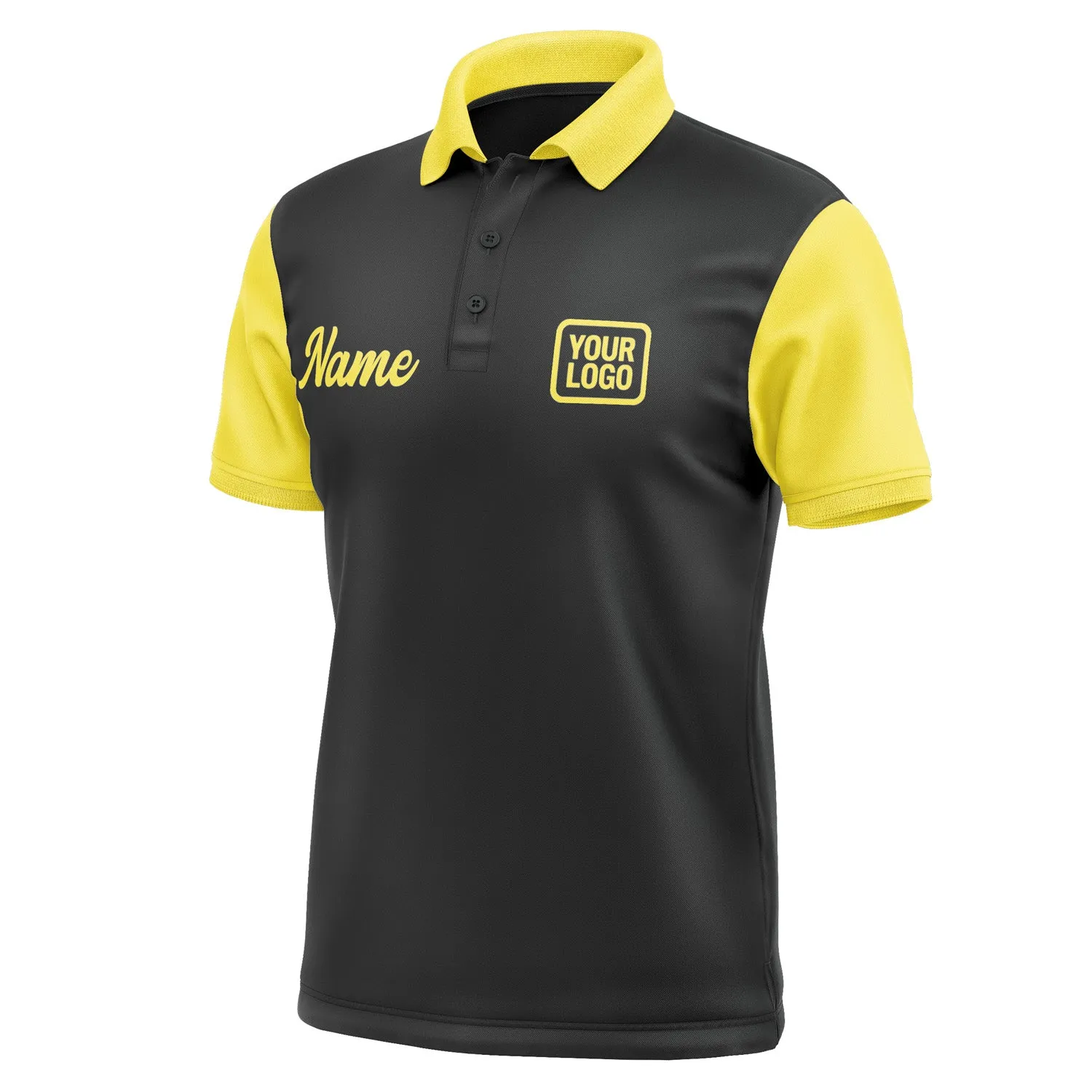 Custom Black Light Yellow Short-Sleeve Polo Shirt