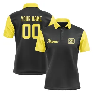 Custom Black Light Yellow Short-Sleeve Polo Shirt