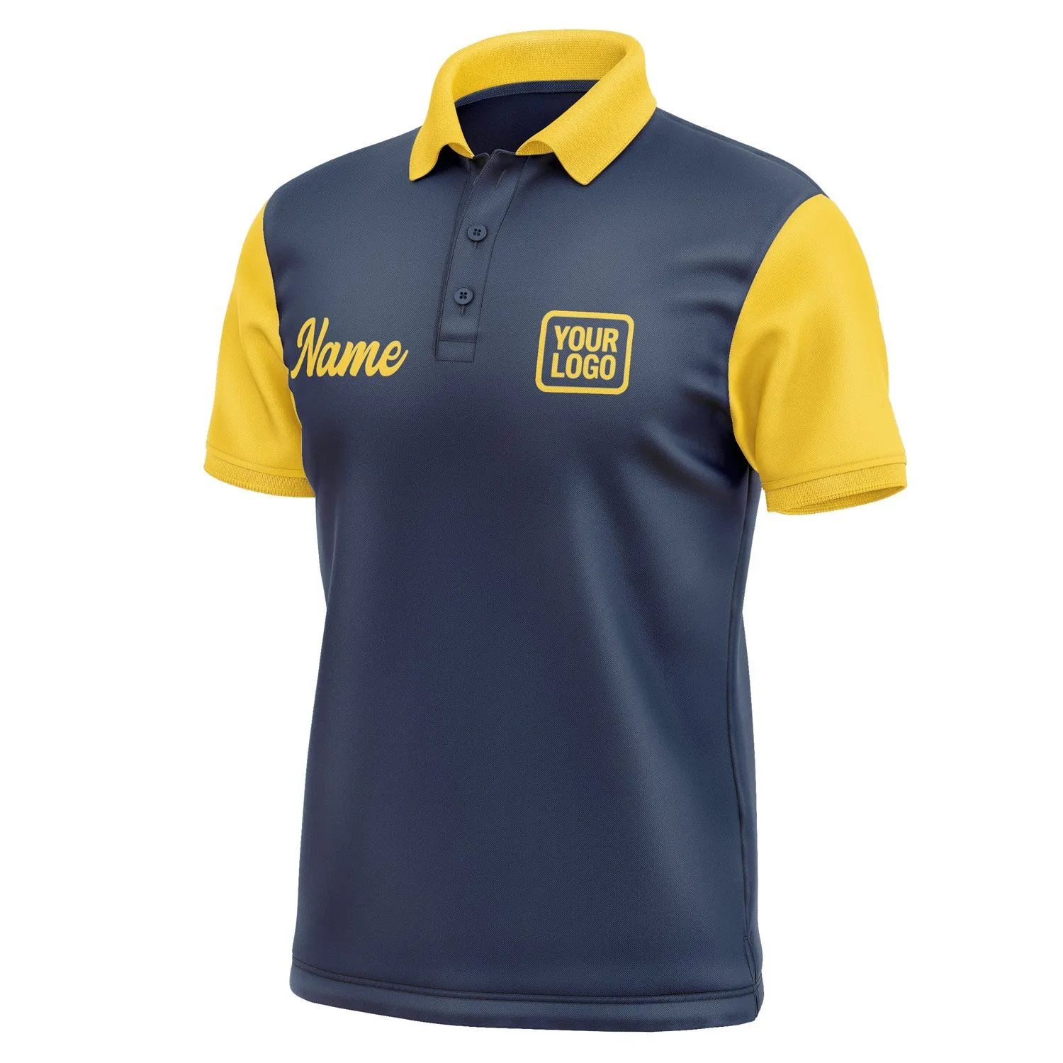 Custom Blue Gold Short-Sleeve Polo Shirt