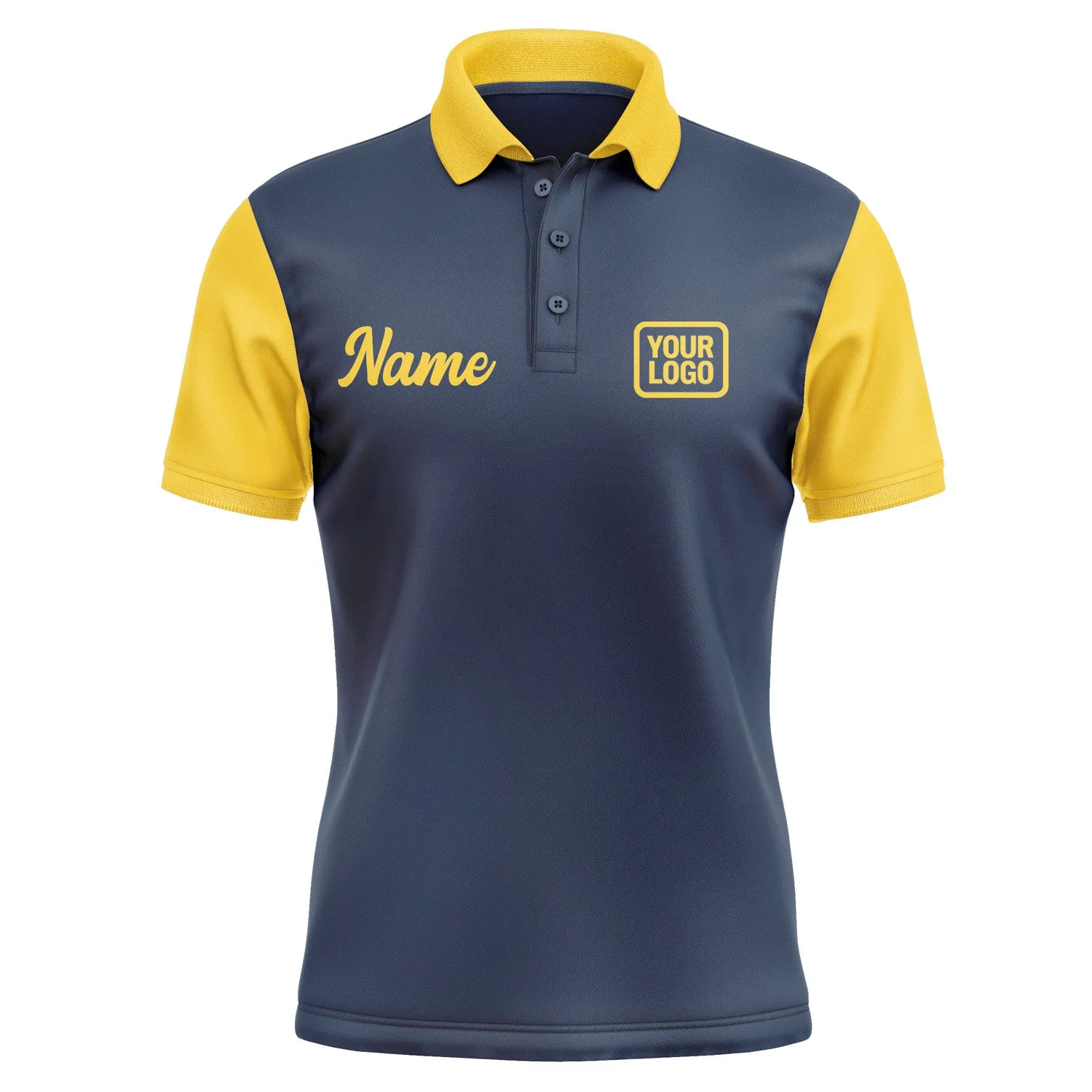 Custom Blue Gold Short-Sleeve Polo Shirt
