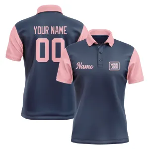 Custom Blue Light Pink Short-Sleeve Polo Shirt