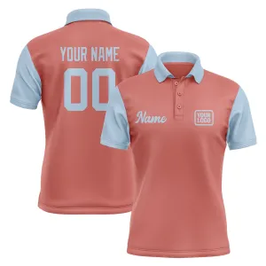 Custom Copper Rose Light Blue Short-Sleeve Polo Shirt