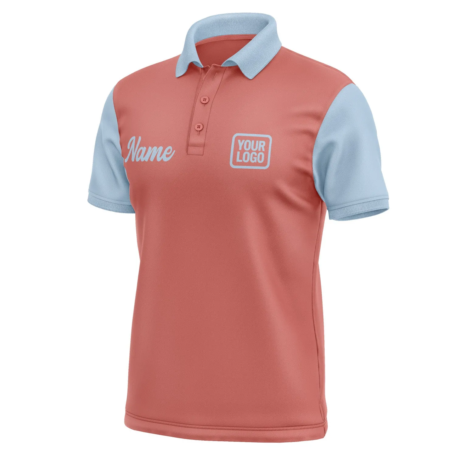 Custom Copper Rose Light Blue Short-Sleeve Polo Shirt