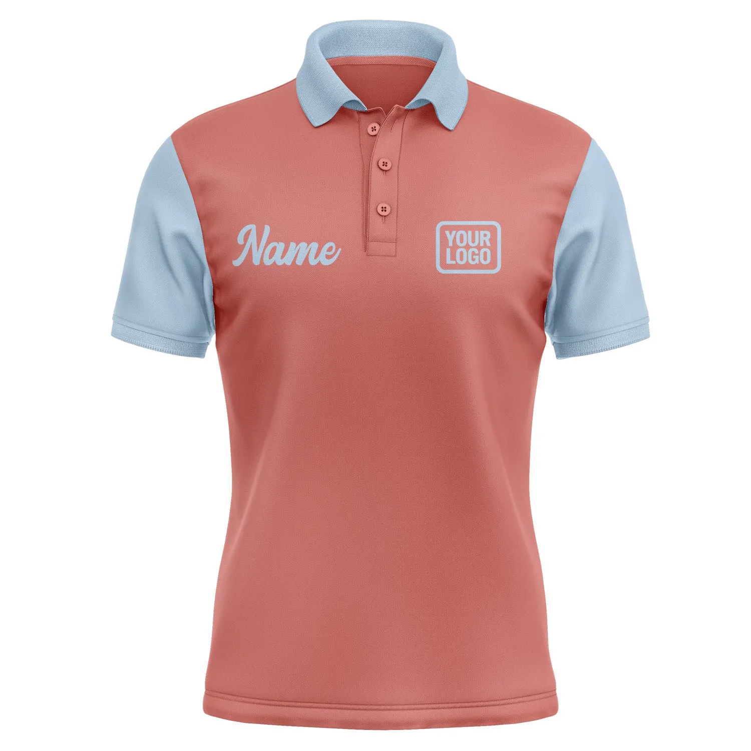 Custom Copper Rose Light Blue Short-Sleeve Polo Shirt