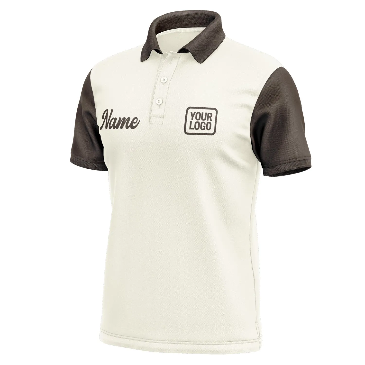 Custom Cream Brown Short-Sleeve Polo Shirt