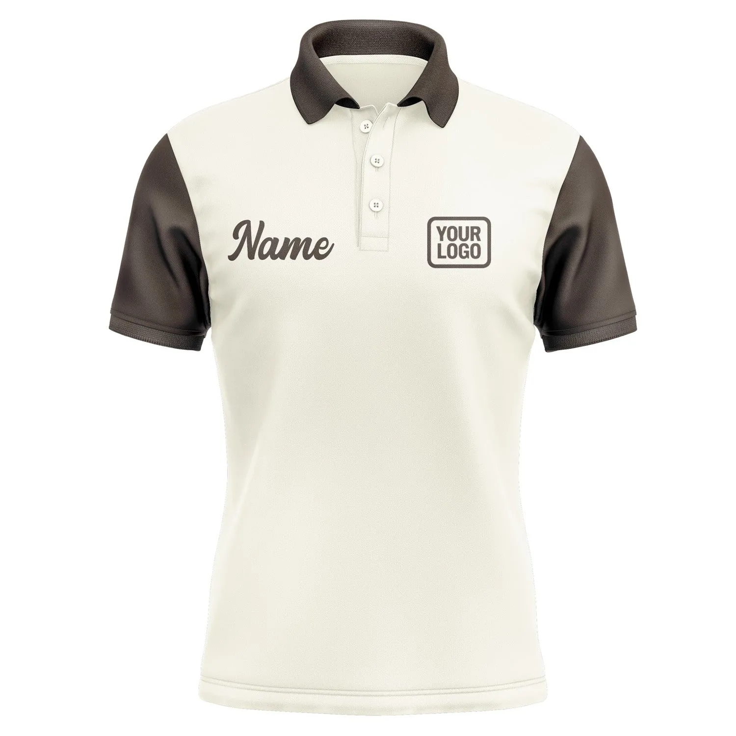 Custom Cream Brown Short-Sleeve Polo Shirt
