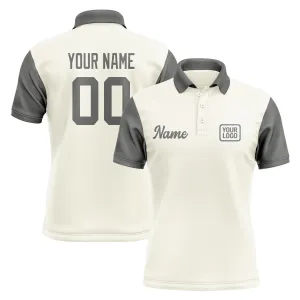 Custom Cream Dark Grey Short-Sleeve Polo Shirt