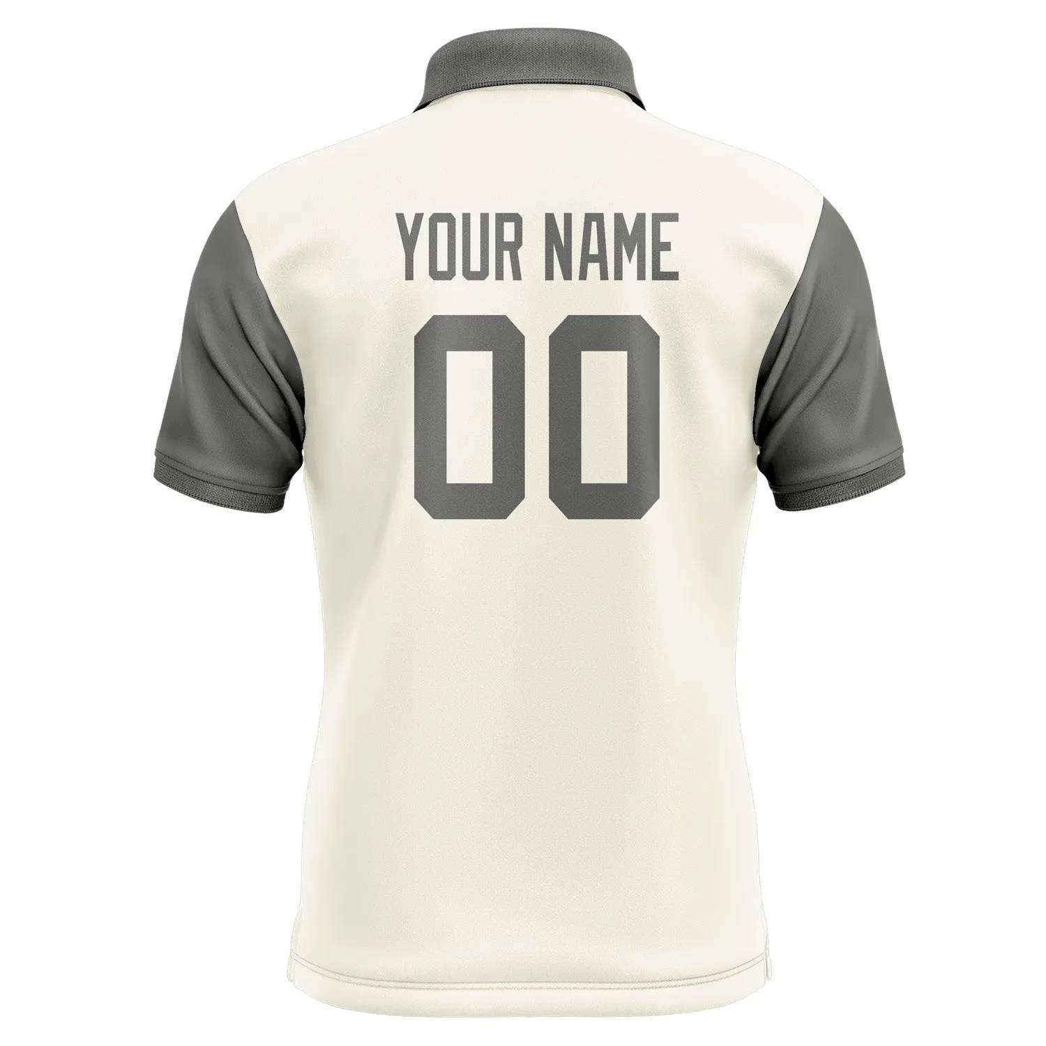 Custom Cream Dark Grey Short-Sleeve Polo Shirt