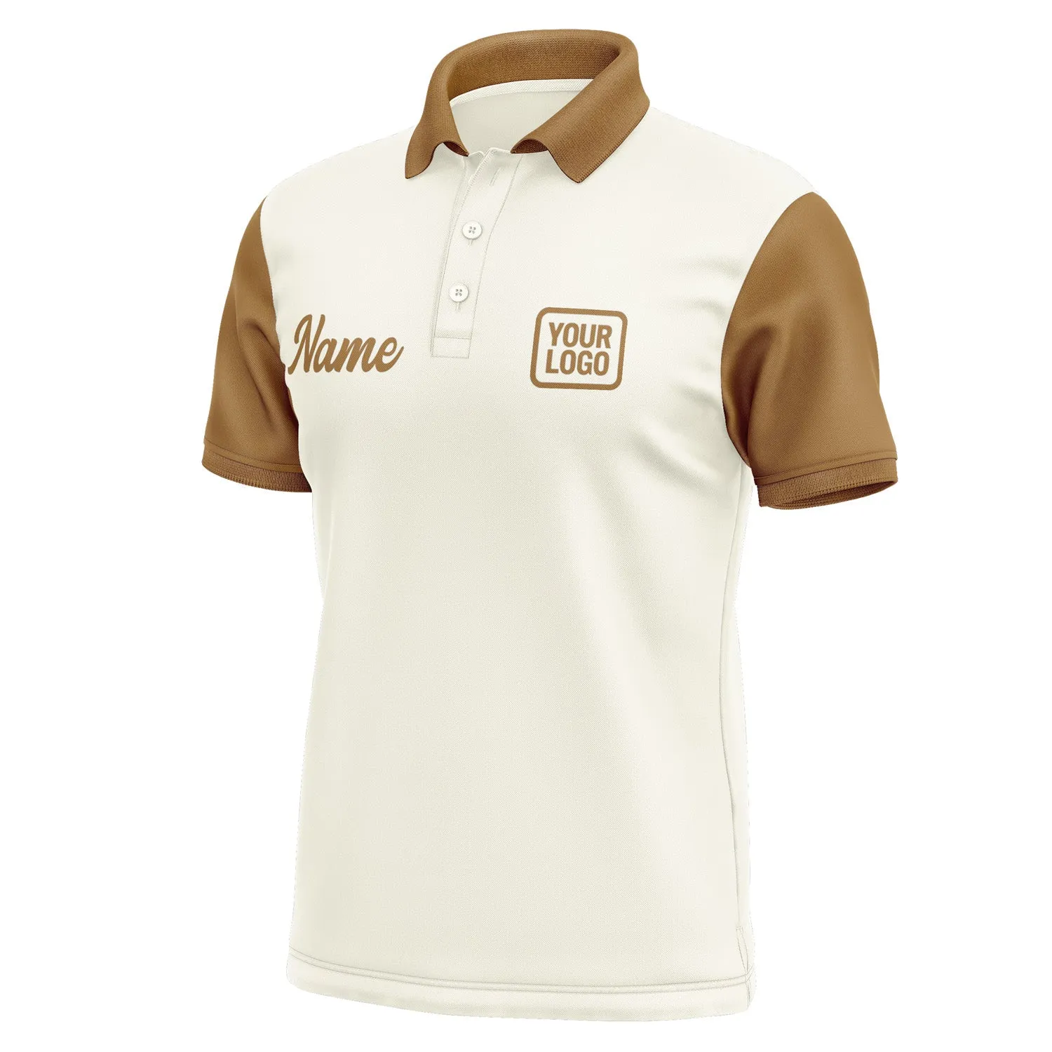 Custom Cream Khaki Short-Sleeve Polo Shirt