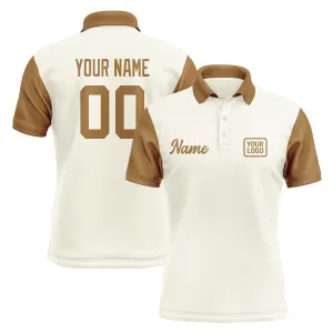 Custom Cream Khaki Short-Sleeve Polo Shirt