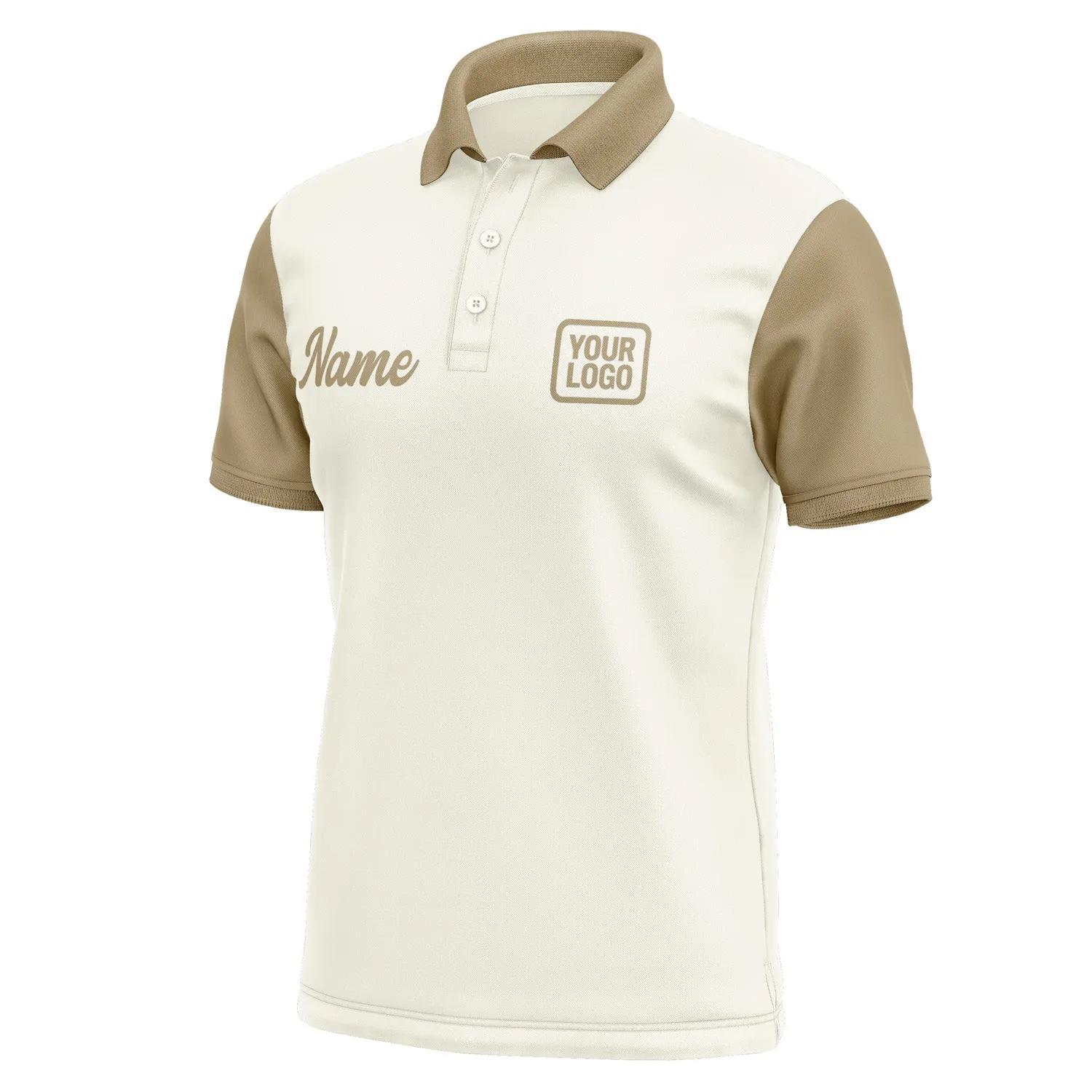 Custom Cream Light Khaki Short-Sleeve Polo Shirt