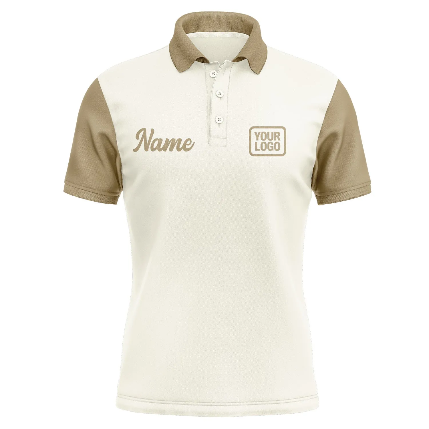 Custom Cream Light Khaki Short-Sleeve Polo Shirt