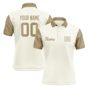 Custom Cream Light Khaki Short-Sleeve Polo Shirt
