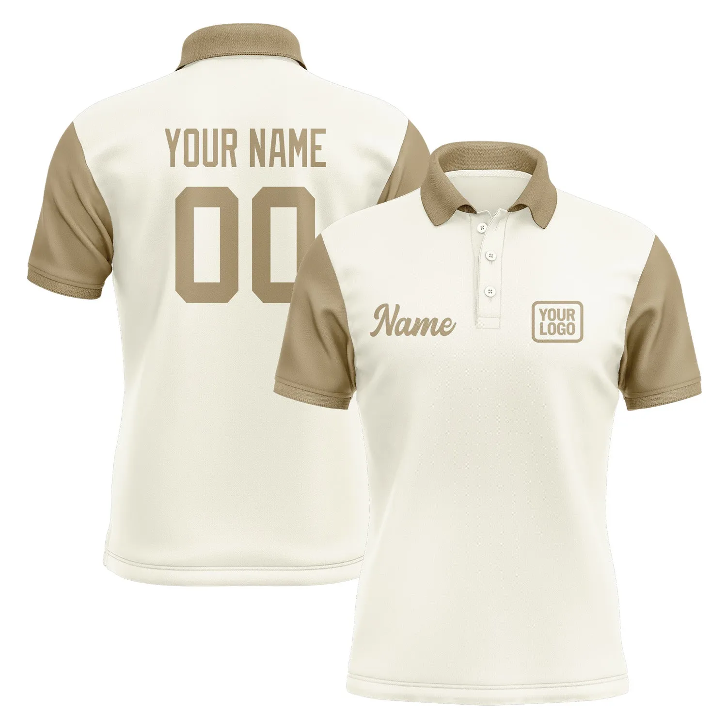 Custom Cream Light Khaki Short-Sleeve Polo Shirt