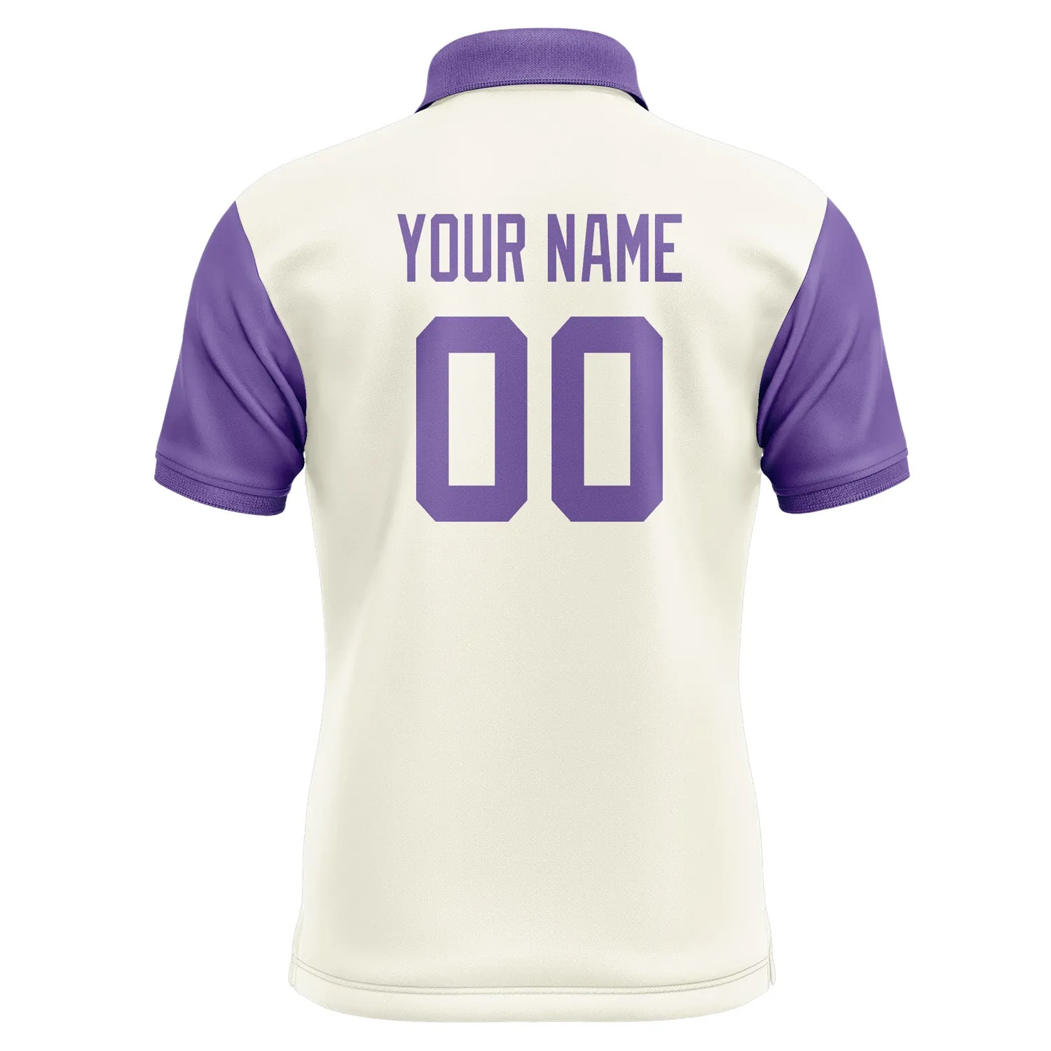 Custom Cream Light Purple Short-Sleeve Polo Shirt