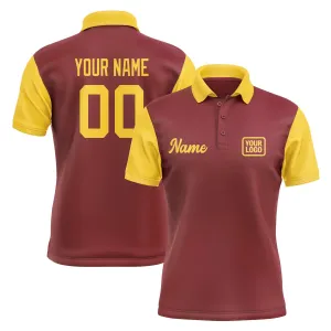 Custom Crimson Red Gold Short-Sleeve Polo Shirt